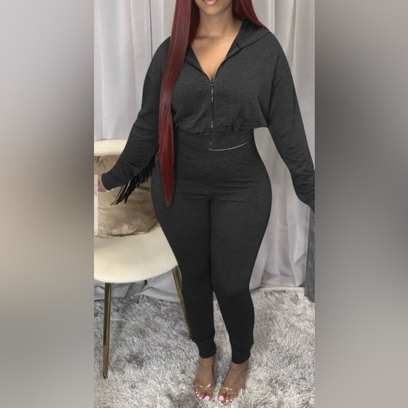 NWT Two Piece Fringe Jacket Pants Set - Picture 2 of 2